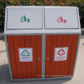 Reciclaje al aire libre de acero de madera Street Dustbin (B9450)